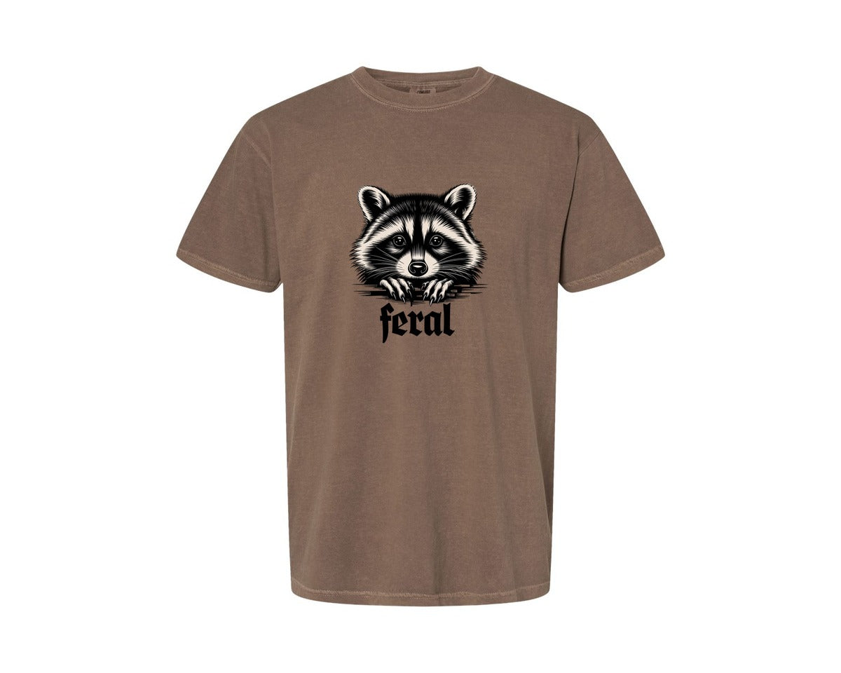 brand:Comfort Colors|color:Espresso|Feral Raccoon Gothic Grunge Wild Graphic T-Shirt