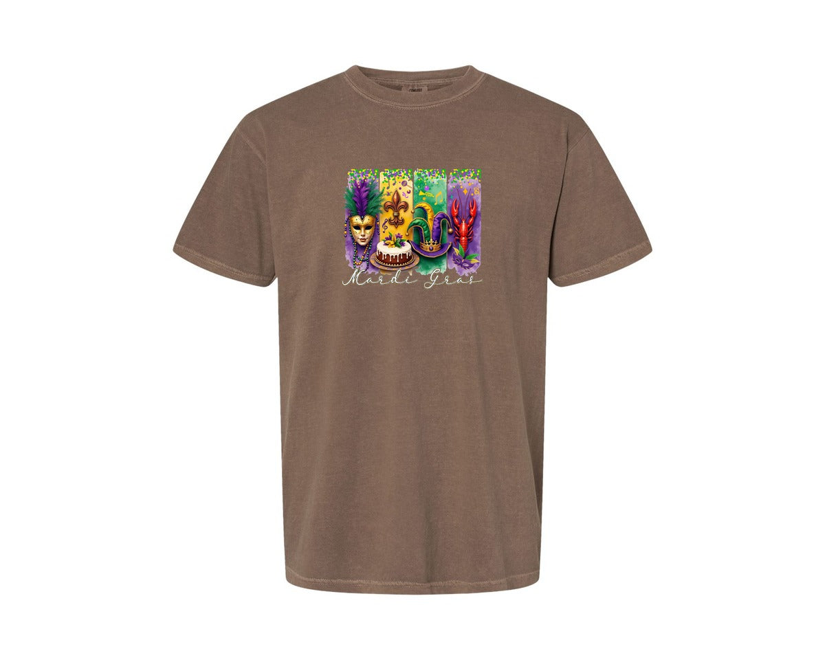 brand:Comfort Colors|color:Espresso|Mardi Gras Coquette 2 Graphic T-Shirt