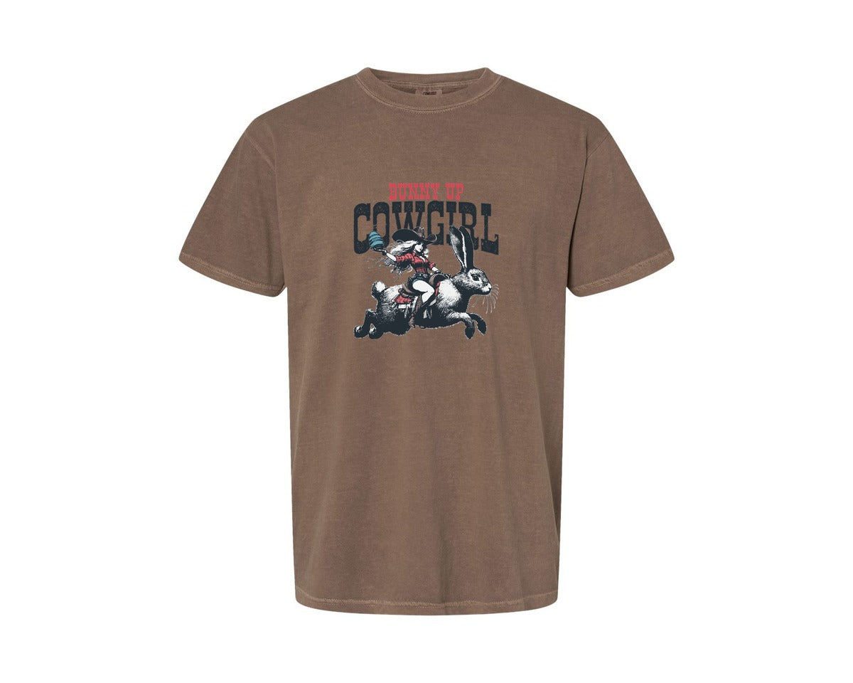 brand:Comfort Colors|color:Espresso|Bunny Up Cowgirl Easter Egg Shirt Graphic T-Shirt