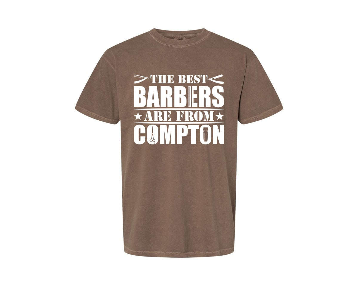 brand:Comfort Colors|color:Espresso|The Best Barber Are From Compton Tshirt Graphic T-Shirt