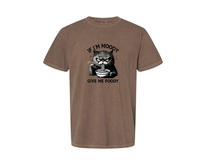 brand:Comfort Colors|color:Espresso|Funny Sarcastic Cat Ramen If Im Moody Graphic T-Shirt