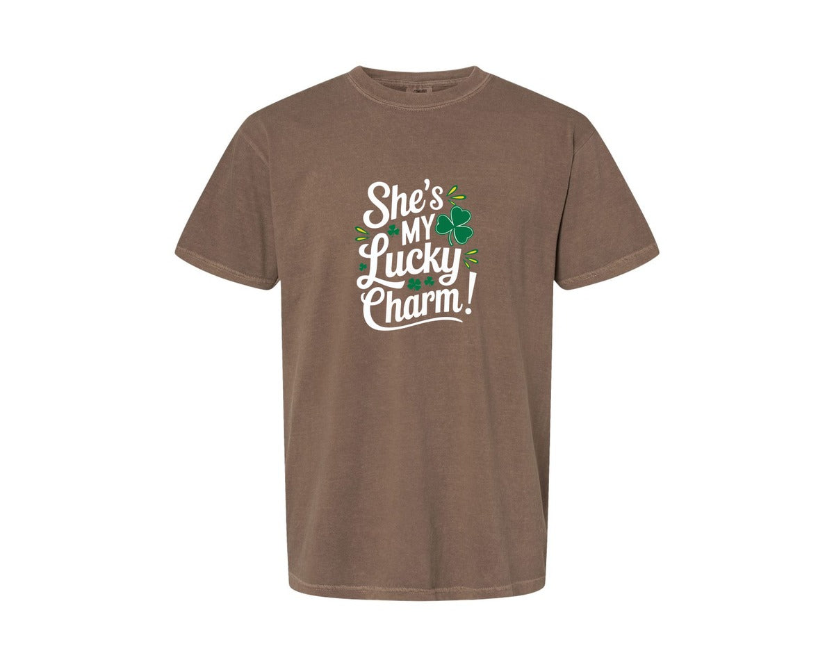 brand:Comfort Colors|color:Espresso|Shes My Lucky Charm St Patricks Day 2 Graphic T-Shirt