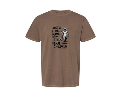 brand:Comfort Colors|color:Espresso|Funny Mothers Day Raccoon Mama Tired Graphic T-Shirt