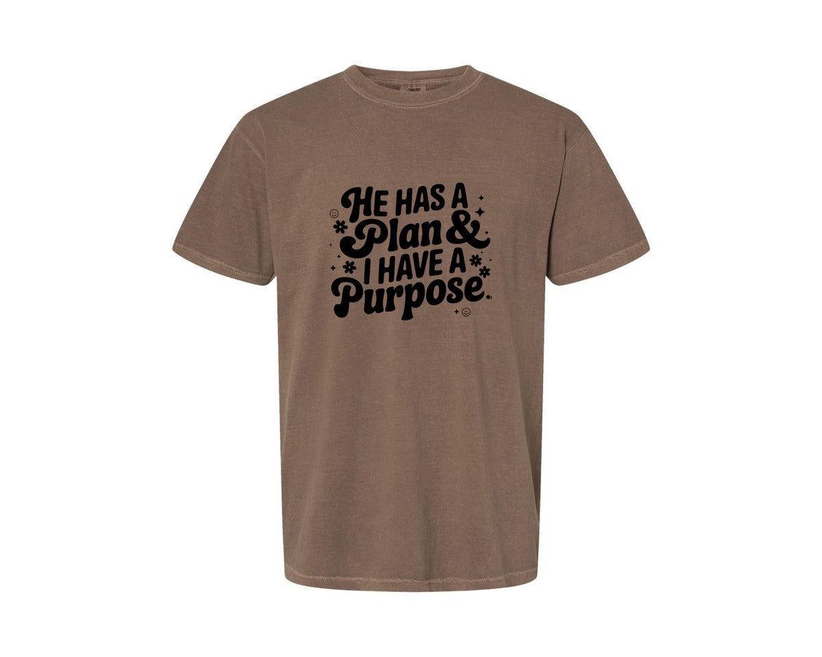 brand:Comfort Colors|color:Espresso|He Has A Plan And I Have A Purpose D Graphic T-Shirt