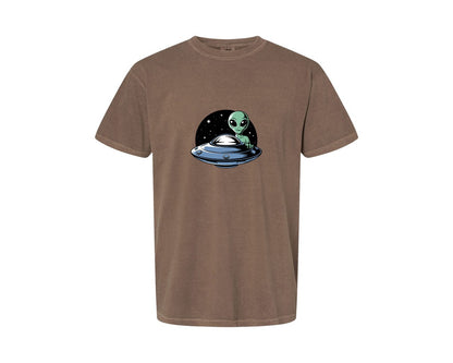 brand:Comfort Colors|color:Espresso|Retro Vintage Ufo Alien T Shirt Design 4 Graphic T-Shirt