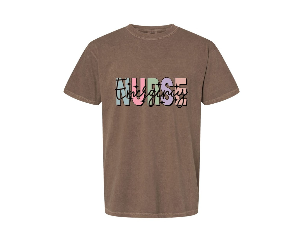 brand:Comfort Colors|color:Espresso|Er Nurse Design Emergency Nurse Graphic T-Shirt