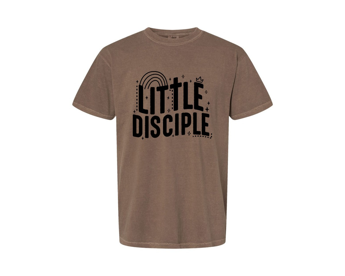 brand:Comfort Colors|color:Espresso|Retro Little Disciple Tshirt Kids Graphic T-Shirt