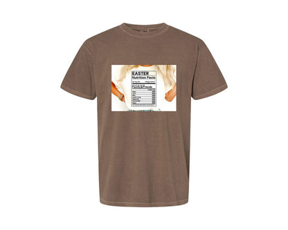 brand:Comfort Colors|color:Espresso|Easter Nutrition Facts Easter 2 Graphic T-Shirt