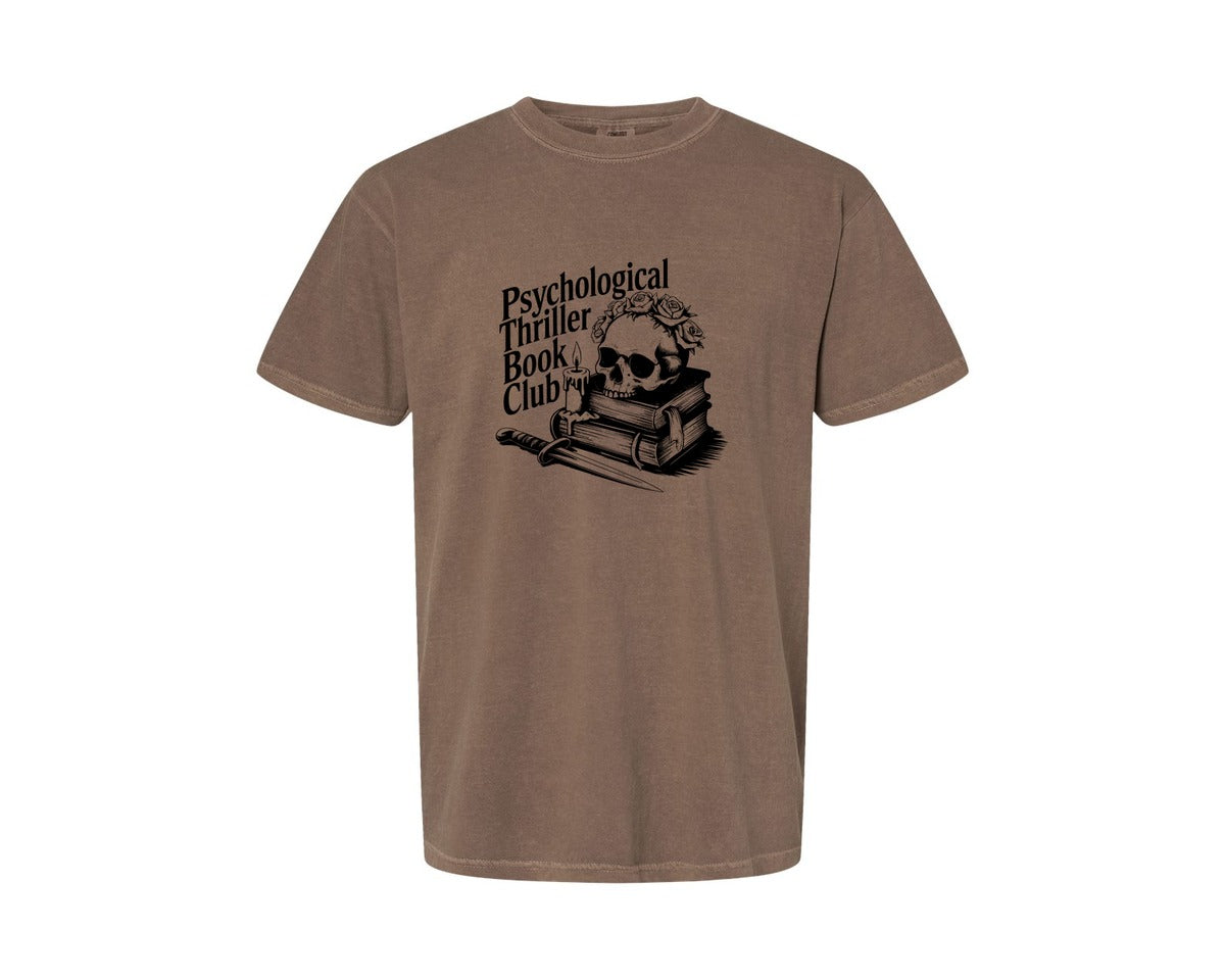 brand:Comfort Colors|color:Espresso|Psychological Thriller Book Club T S Graphic T-Shirt