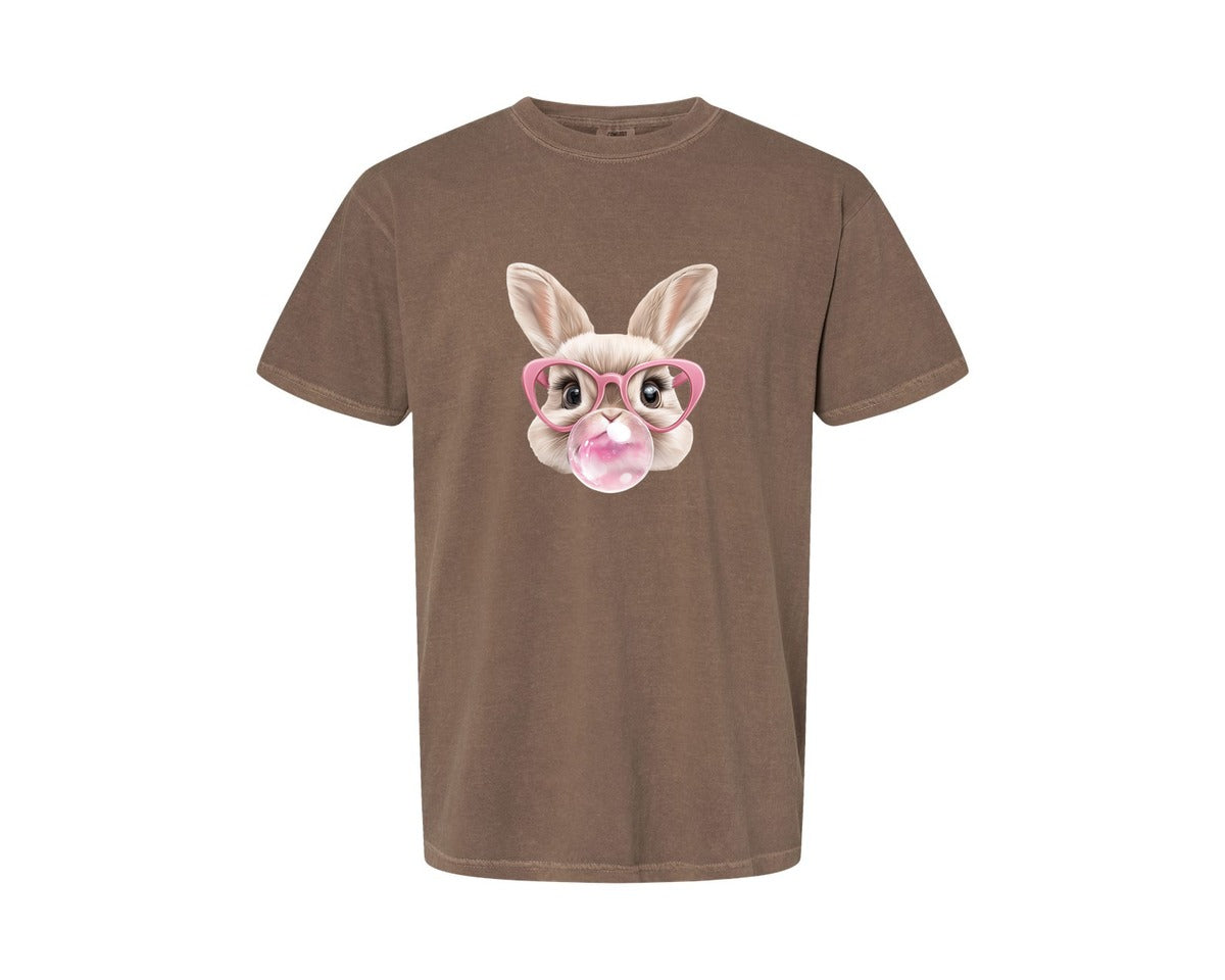 brand:Comfort Colors|color:Espresso|Easter Bunny Coquette Bunny Blowing 3 Graphic T-Shirt
