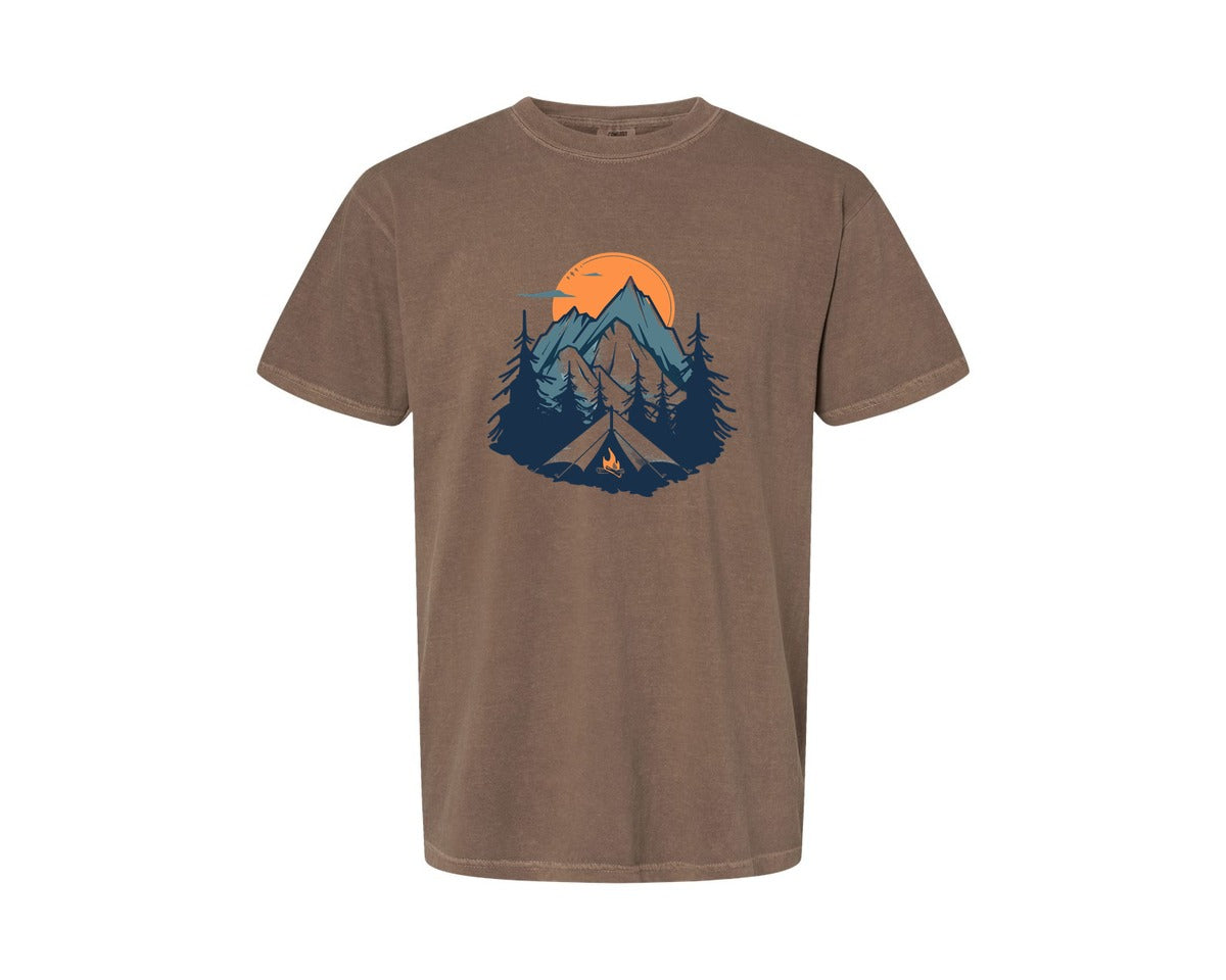 brand:Comfort Colors|color:Espresso|Sunset Camping Adventure T Shirt Design 8 Graphic T-Shirt
