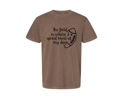 brand:Comfort Colors|color:Espresso|Football Mom 103 Graphic T-Shirt