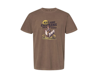 brand:Comfort Colors|color:Espresso|Kids And Chickens Vintage Farm Graphic T-Shirt