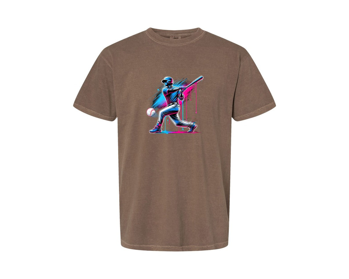 brand:Comfort Colors|color:Espresso|Baseball Player Ice Cream Drip Baseball Graphic T-Shirt