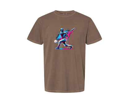 brand:Comfort Colors|color:Espresso|Baseball Player Ice Cream Drip Baseball Graphic T-Shirt