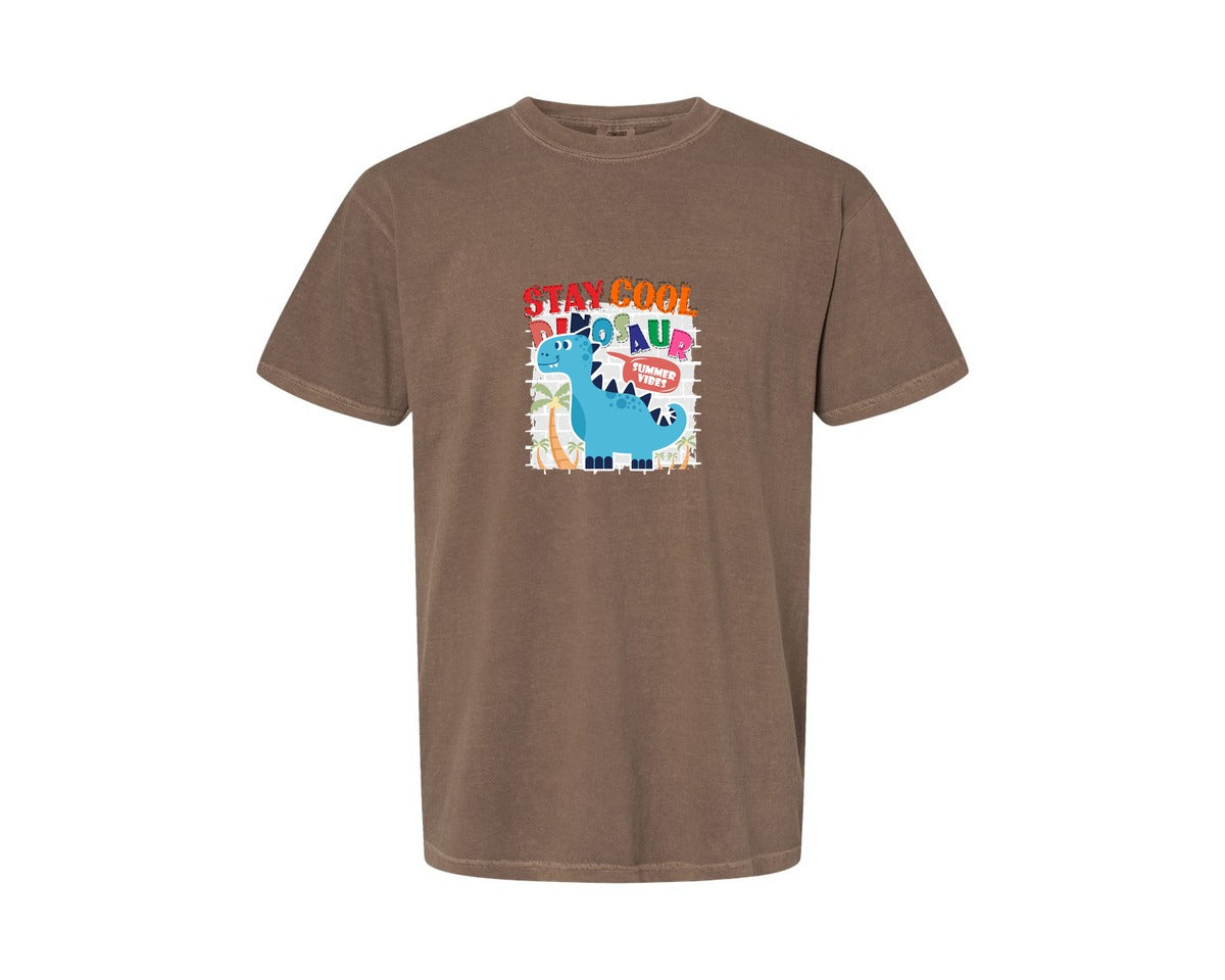 brand:Comfort Colors|color:Espresso|Cute Dinosaur Cartoon T Shirt Design Graphic T-Shirt