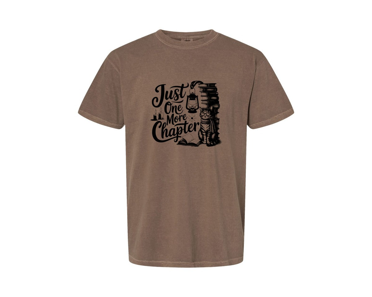 brand:Comfort Colors|color:Espresso|Just One More Chapter T Shirt Design Graphic T-Shirt