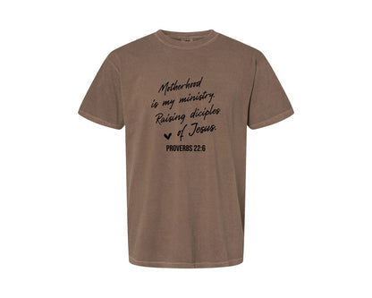 brand:Comfort Colors|color:Espresso|Christian Mom Motherhood Is Kingdom Graphic T-Shirt