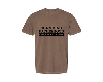 brand:Comfort Colors|color:Espresso|Surviving Fatherhood Mens T Shirt Graphic T-Shirt