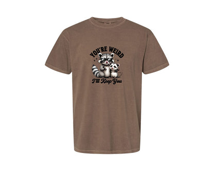 brand:Comfort Colors|color:Espresso|Funny Sarcastic Raccoon Possum Weird Graphic T-Shirt