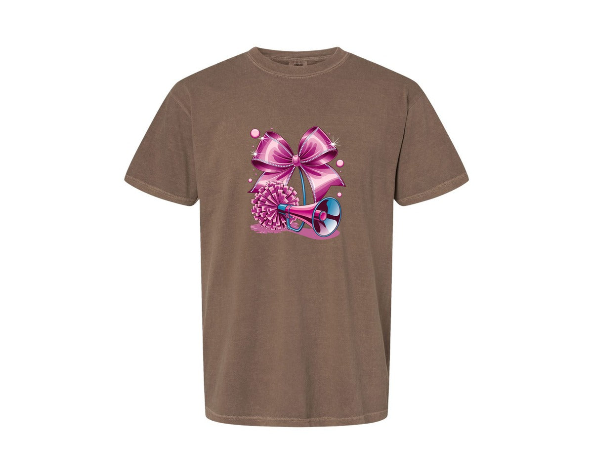 brand:Comfort Colors|color:Espresso|Cheerleading Bow Pom Poms Graphic T-Shirt