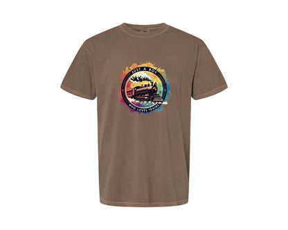brand:Comfort Colors|color:Espresso|Just A Boy Who Loves Trains Graphic T-Shirt