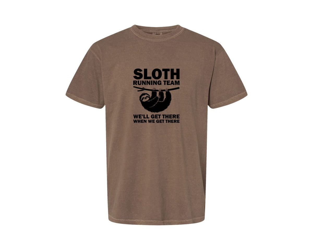 brand:Comfort Colors|color:Espresso|Sloth Running Team T Shirt 2 Graphic T-Shirt
