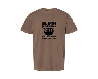 brand:Comfort Colors|color:Espresso|Sloth Running Team T Shirt 2 Graphic T-Shirt