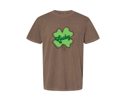 brand:Comfort Colors|color:Espresso|Lucky St Patricks Day Clover 2 Graphic T-Shirt