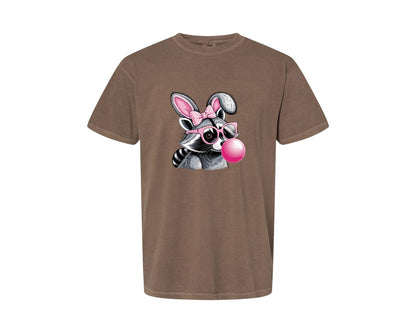 brand:Comfort Colors|color:Espresso|Cute Raccoon With Glasses Bubble Gum 6 Graphic T-Shirt