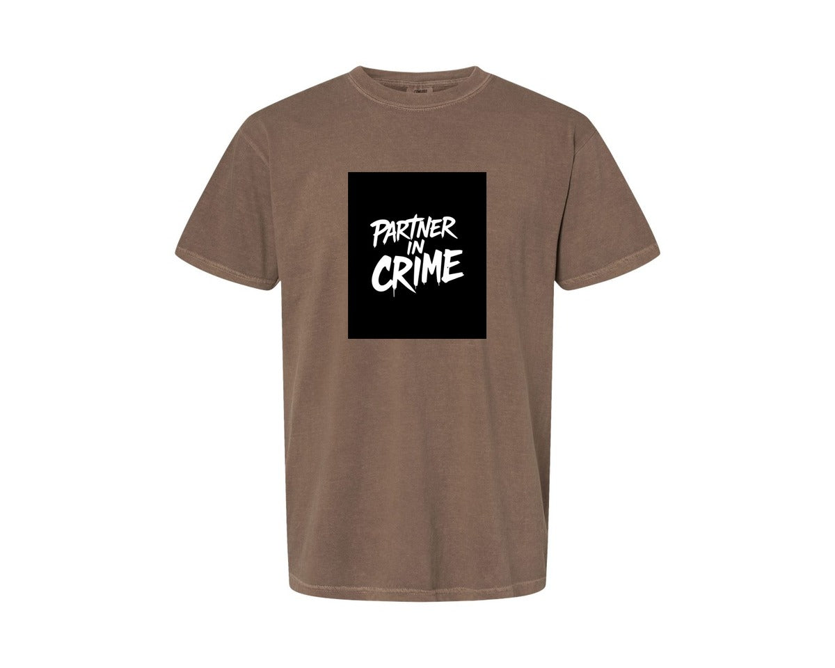 brand:Comfort Colors|color:Espresso|Partner In Crime T Shirt Design Graphic T-Shirt
