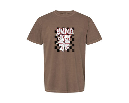 brand:Comfort Colors|color:Espresso|Checkered Baseball Game Day Graphic T-Shirt