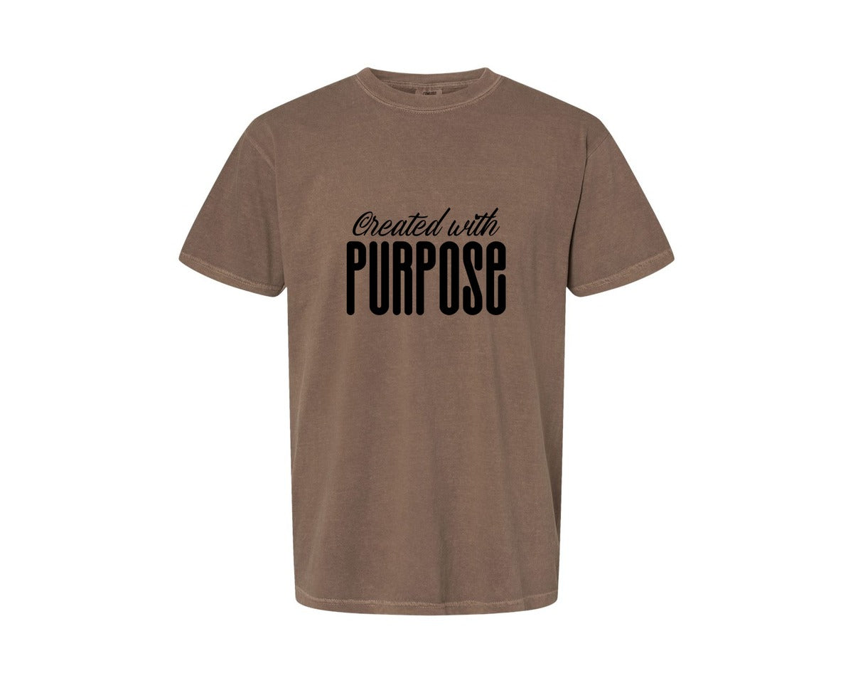 brand:Comfort Colors|color:Espresso|Created With Purpose Sleeve Design Graphic T-Shirt