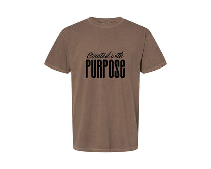 brand:Comfort Colors|color:Espresso|Created With Purpose Sleeve Design Graphic T-Shirt