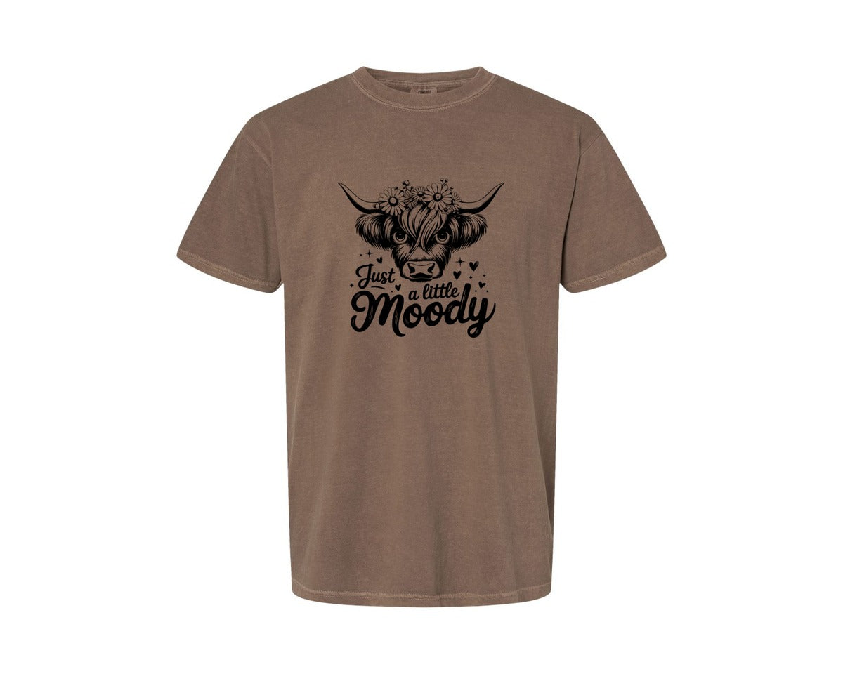 brand:Comfort Colors|color:Espresso|Just A Little Moody T Shirt Design Graphic T-Shirt