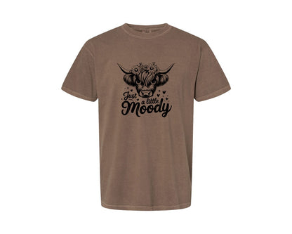 brand:Comfort Colors|color:Espresso|Just A Little Moody T Shirt Design Graphic T-Shirt