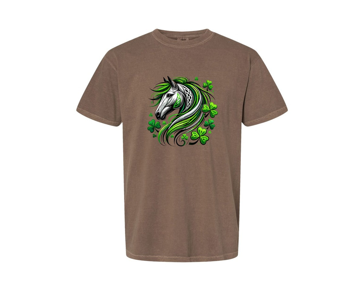 brand:Comfort Colors|color:Espresso|St Patricks Day Horse Lucky Graphic T-Shirt