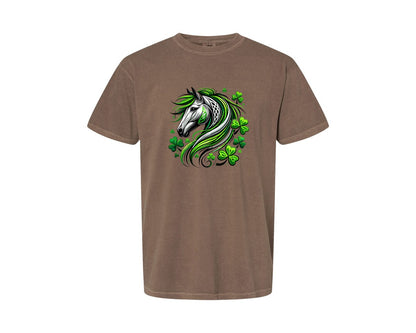 brand:Comfort Colors|color:Espresso|St Patricks Day Horse Lucky Graphic T-Shirt