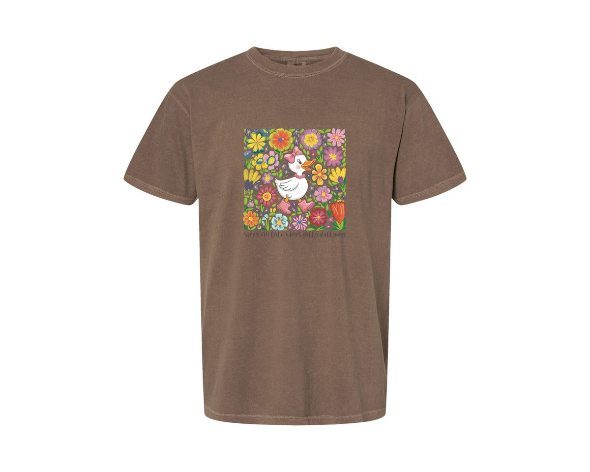 brand:Comfort Colors|color:Espresso|Funny Mama Goose Boho Floral Graphic T-Shirt
