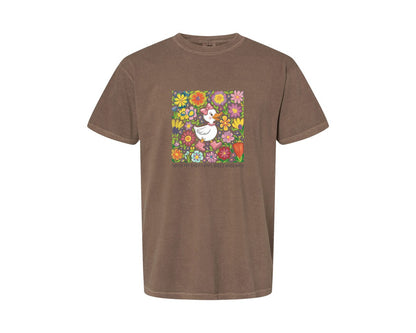 brand:Comfort Colors|color:Espresso|Funny Mama Goose Boho Floral Graphic T-Shirt