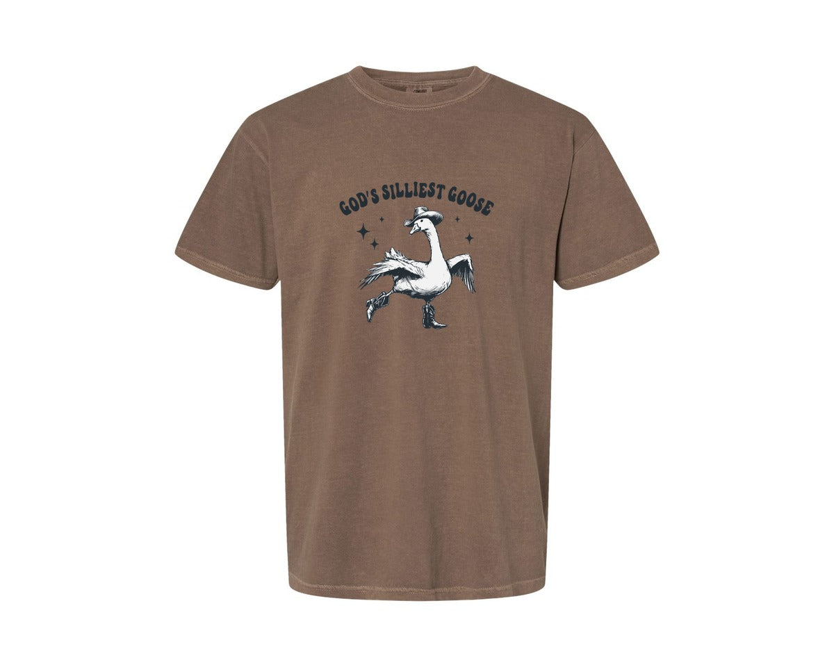 brand:Comfort Colors|color:Espresso|Gods Silliest Cowboy Goose Dancing Shir Graphic T-Shirt