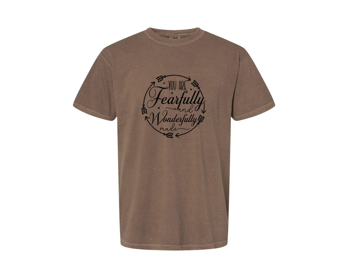 brand:Comfort Colors|color:Espresso|You Are Fearfully And Sleeve Design Graphic T-Shirt
