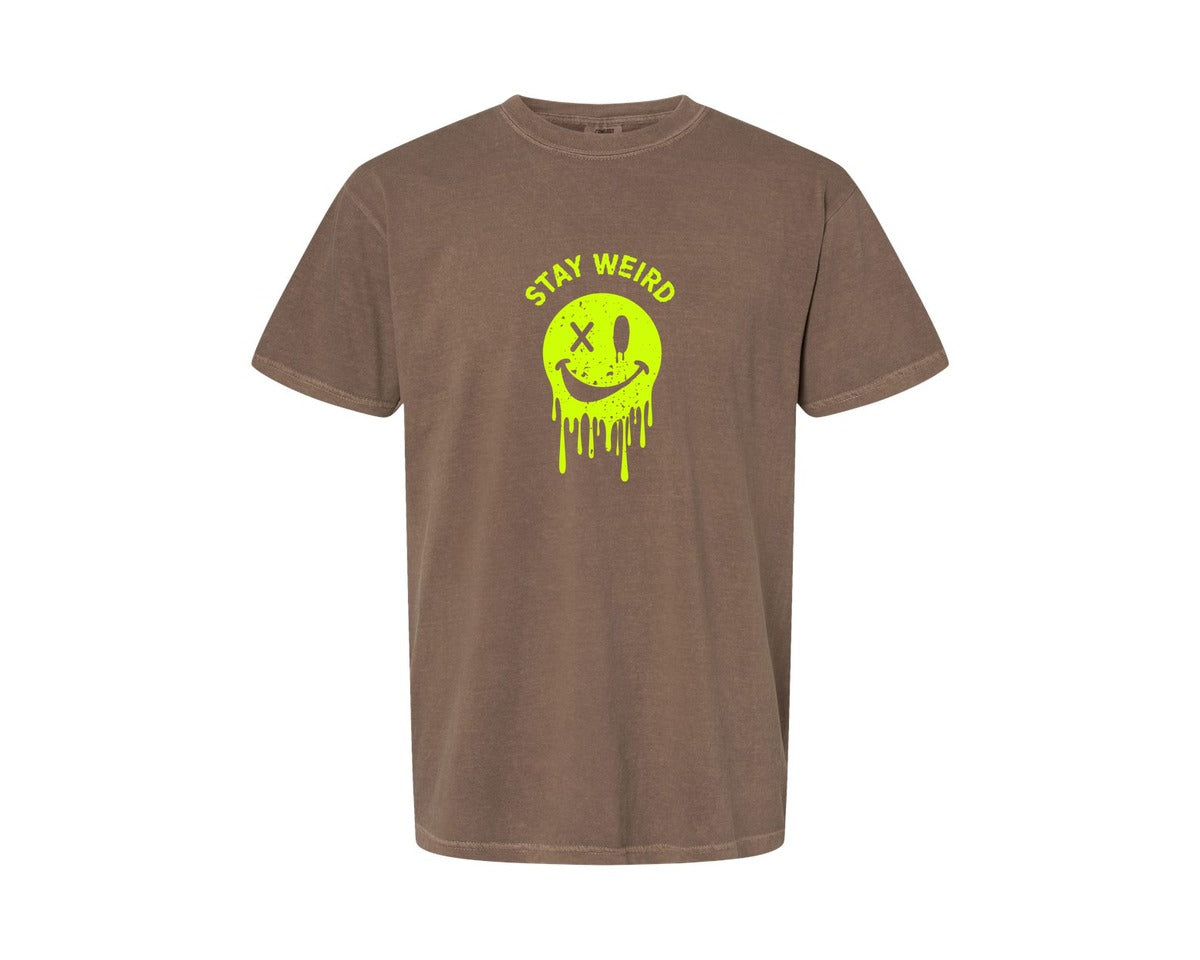 brand:Comfort Colors|color:Espresso|Stay Weird Be Yourself Rebellious Spirit Graphic T-Shirt