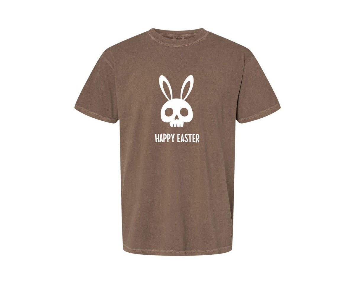 brand:Comfort Colors|color:Espresso|Gothic Creepy Easter Bunny Skull Irony Graphic T-Shirt