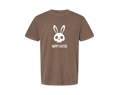 brand:Comfort Colors|color:Espresso|Gothic Creepy Easter Bunny Skull Irony Graphic T-Shirt
