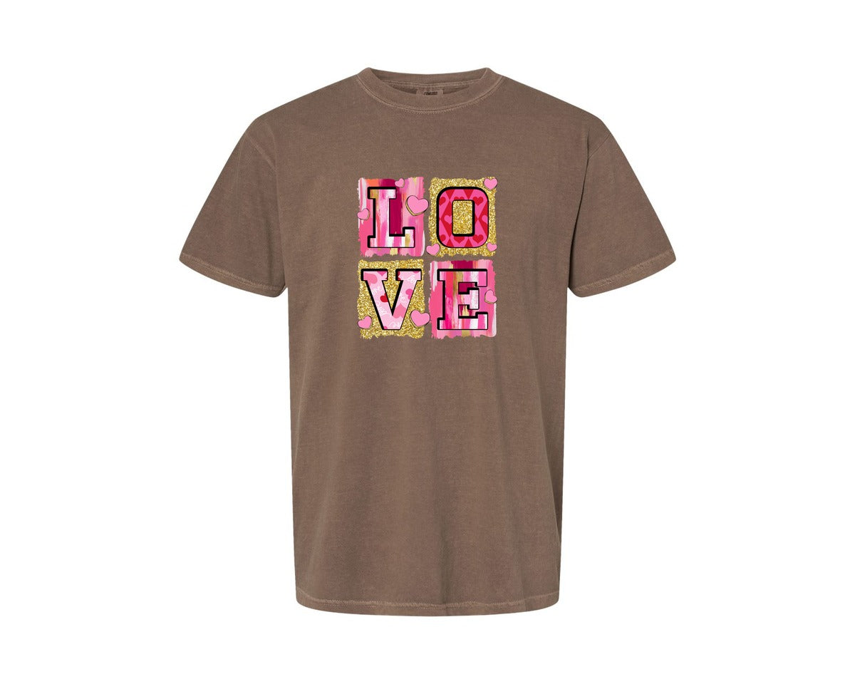 brand:Comfort Colors|color:Espresso|Pink Valentines Day Love Coquette Graphic T-Shirt