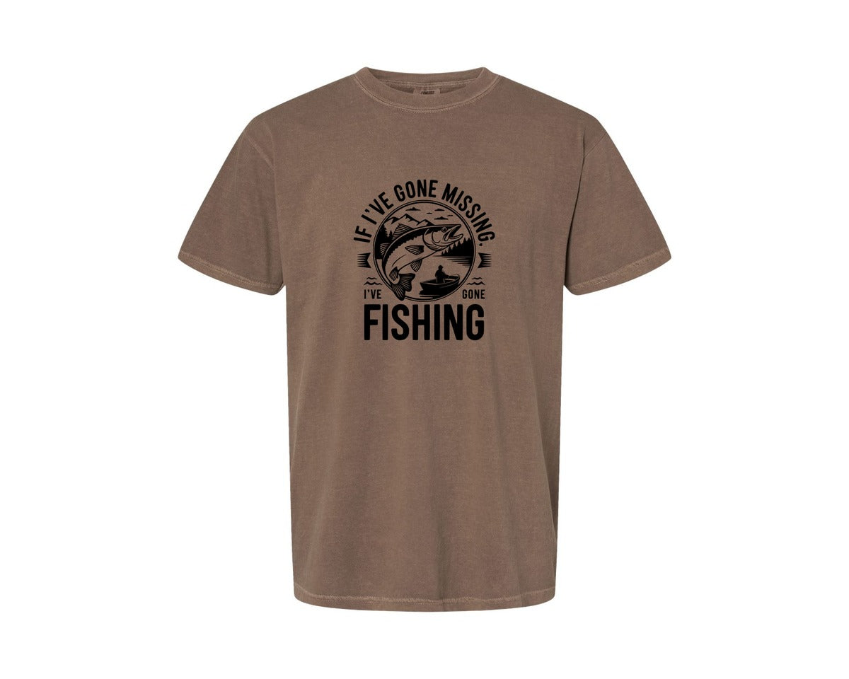 brand:Comfort Colors|color:Espresso|If Ive Gone Missing Ive Gone Fishing T Graphic T-Shirt