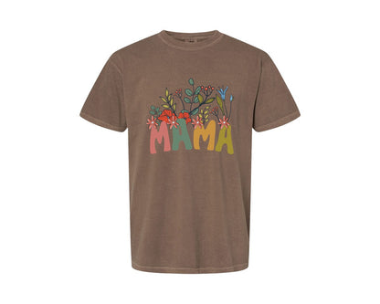 brand:Comfort Colors|color:Espresso|Mama Shirt Wildflowers Mama Shirt Graphic T-Shirt