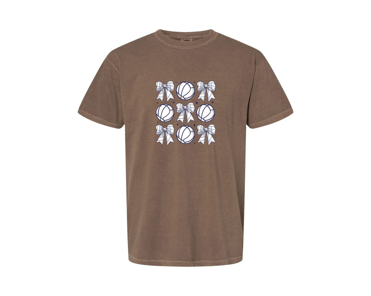 brand:Comfort Colors|color:Espresso|Volleyball Bow Volleyball Mama Graphic T-Shirt