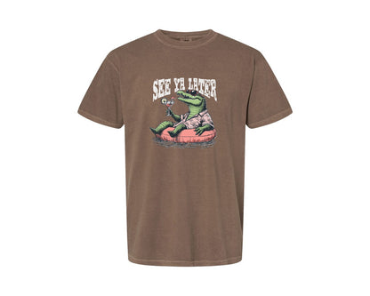 brand:Comfort Colors|color:Espresso|See Ya Later Aligator Shirt Graphic T-Shirt